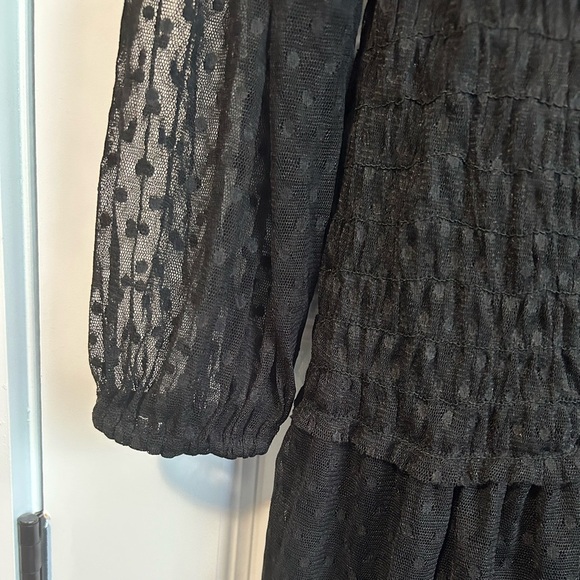 ANTROPOLOGIE MAEVE SAMARA MAILLE FLORAL BLACK MESH DRESS - Picture 5 of 8